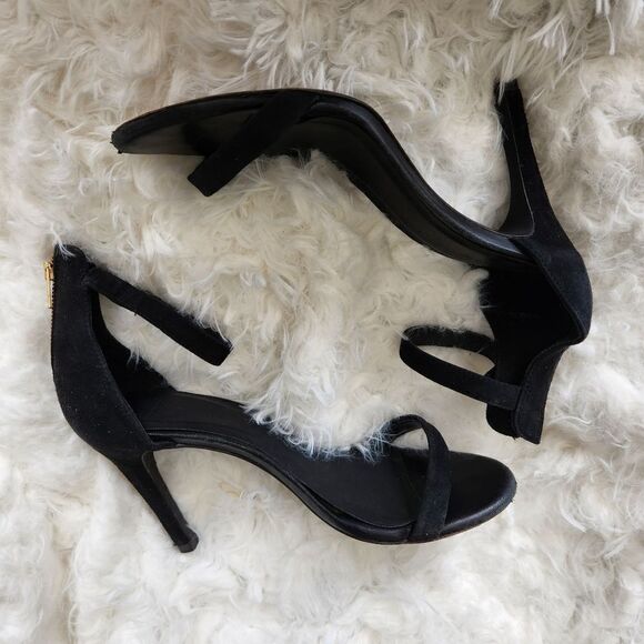 Joie Abbot black suede sandal heels zip back - Picture 1 of 9